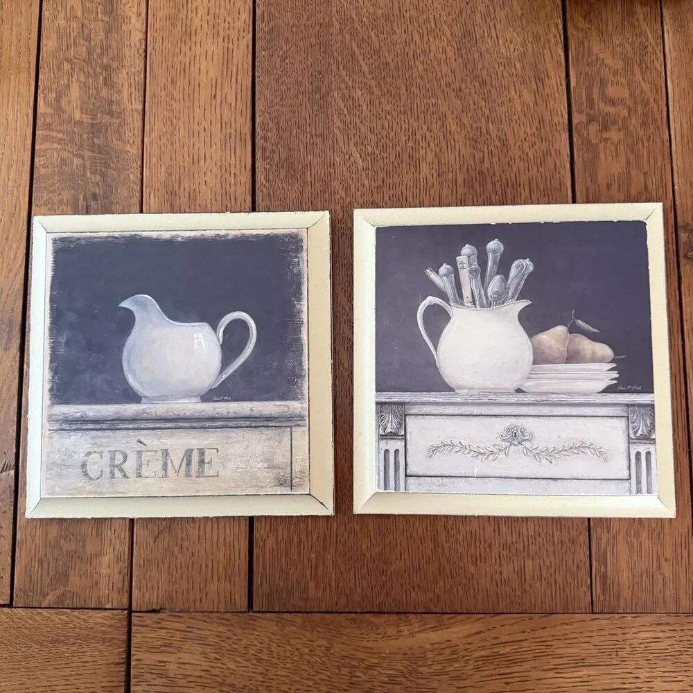 French Country Wood Wall Plaque Set Arnie Fiske Coffee Bar Cottagecore Decor